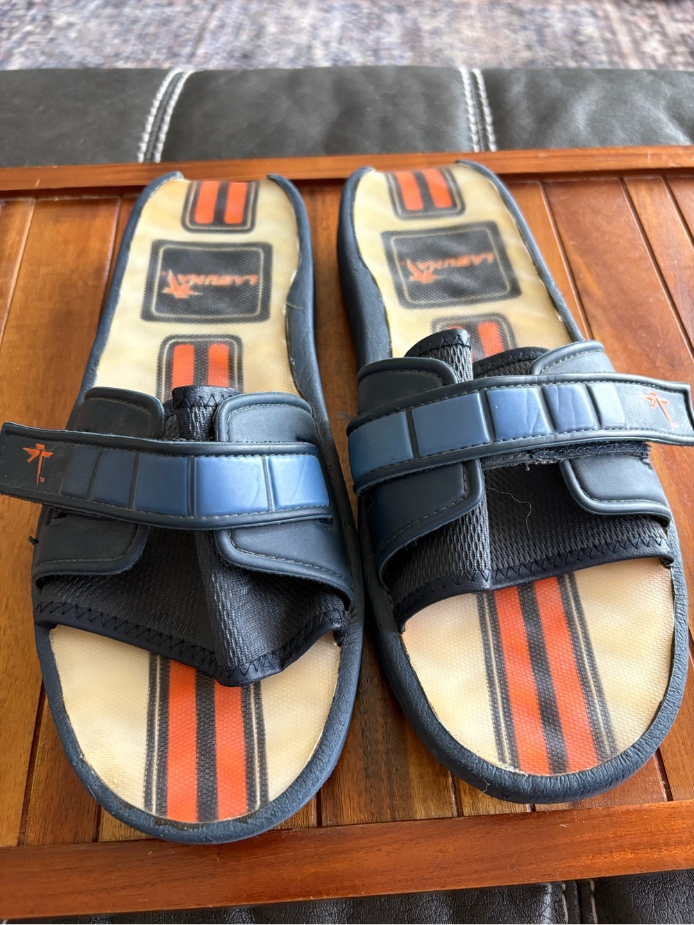 Laguna Men’s 9-10 Retro Sport Sandals Blue Orange Adjustable GSE-4351